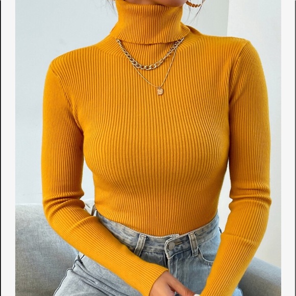 Casual Basic Knit High Neck Turtleneck Top Blouse - Picture 14 of 16